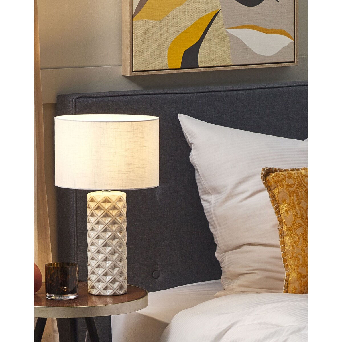 Lampa stołowa ceramiczna beżowa BALONNE