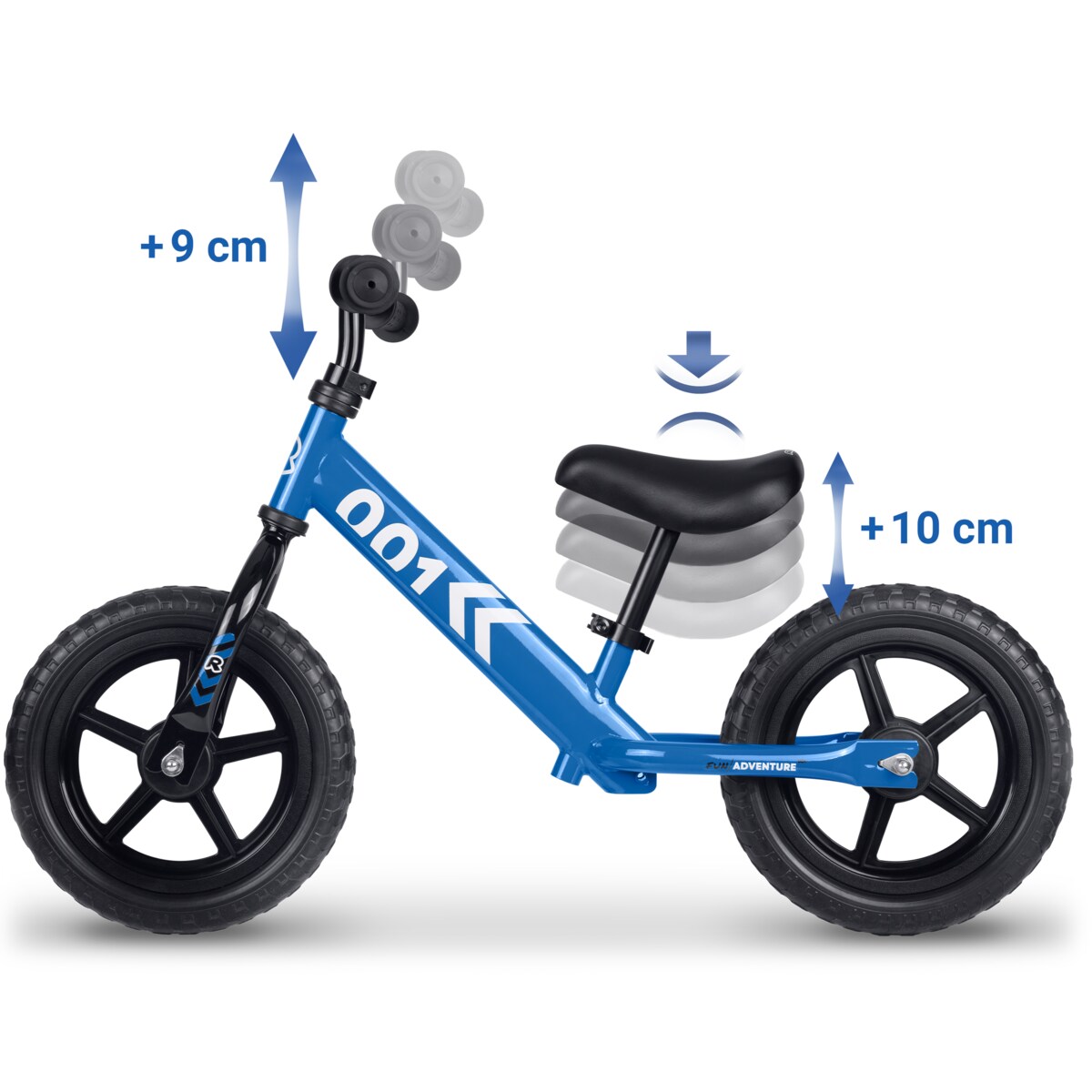 Rowerek biegowy dla dzieci jeździk lekki stabilny Ricokids niebiesko-czarny