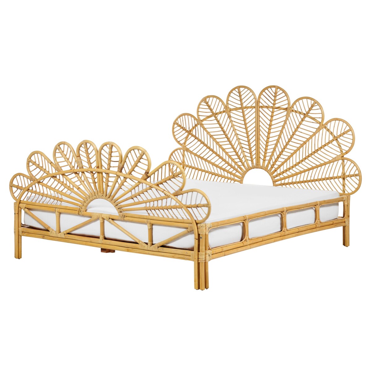 Łóżko Rattan FLORENTINE 160 x 200 cm Jasnobrązowy