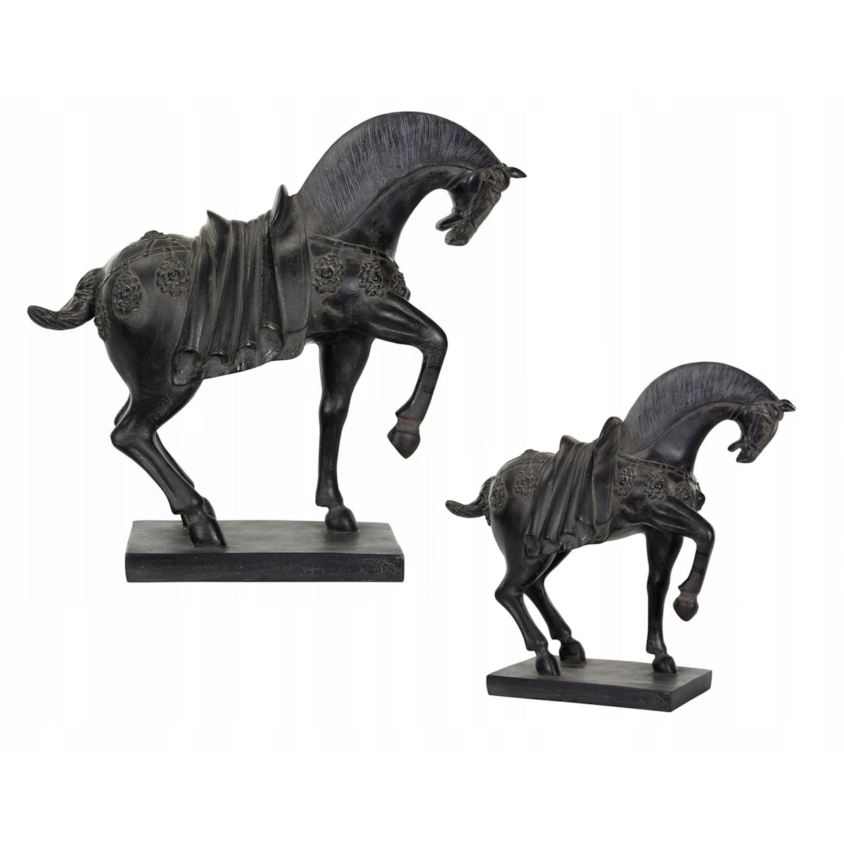 FIGURKA KONIA KOŃ CZARNY dekoracyjna do salonu sypialni imitacja 36cm