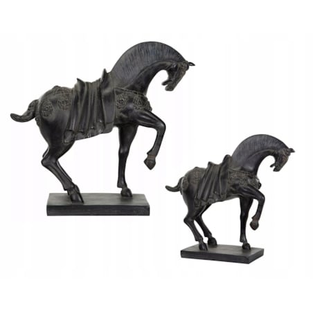 FIGURKA KONIA KOŃ CZARNY dekoracyjna do salonu sypialni imitacja 36cm