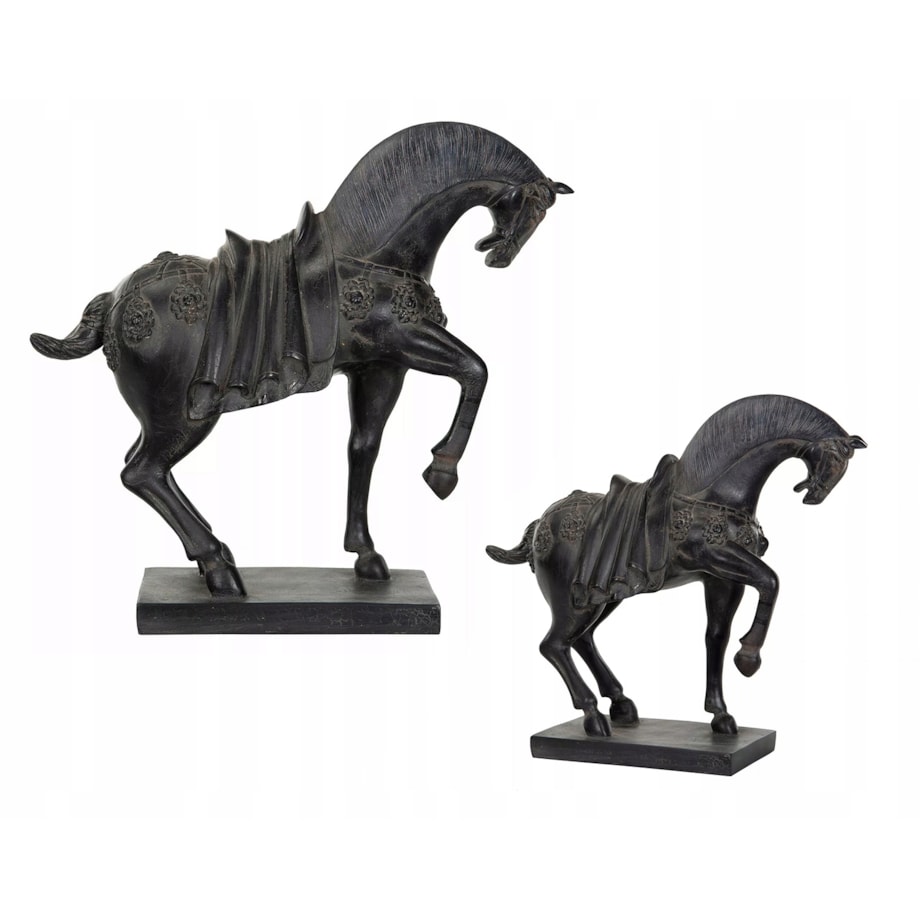 FIGURKA KONIA KOŃ CZARNY dekoracyjna do salonu sypialni imitacja 36cm