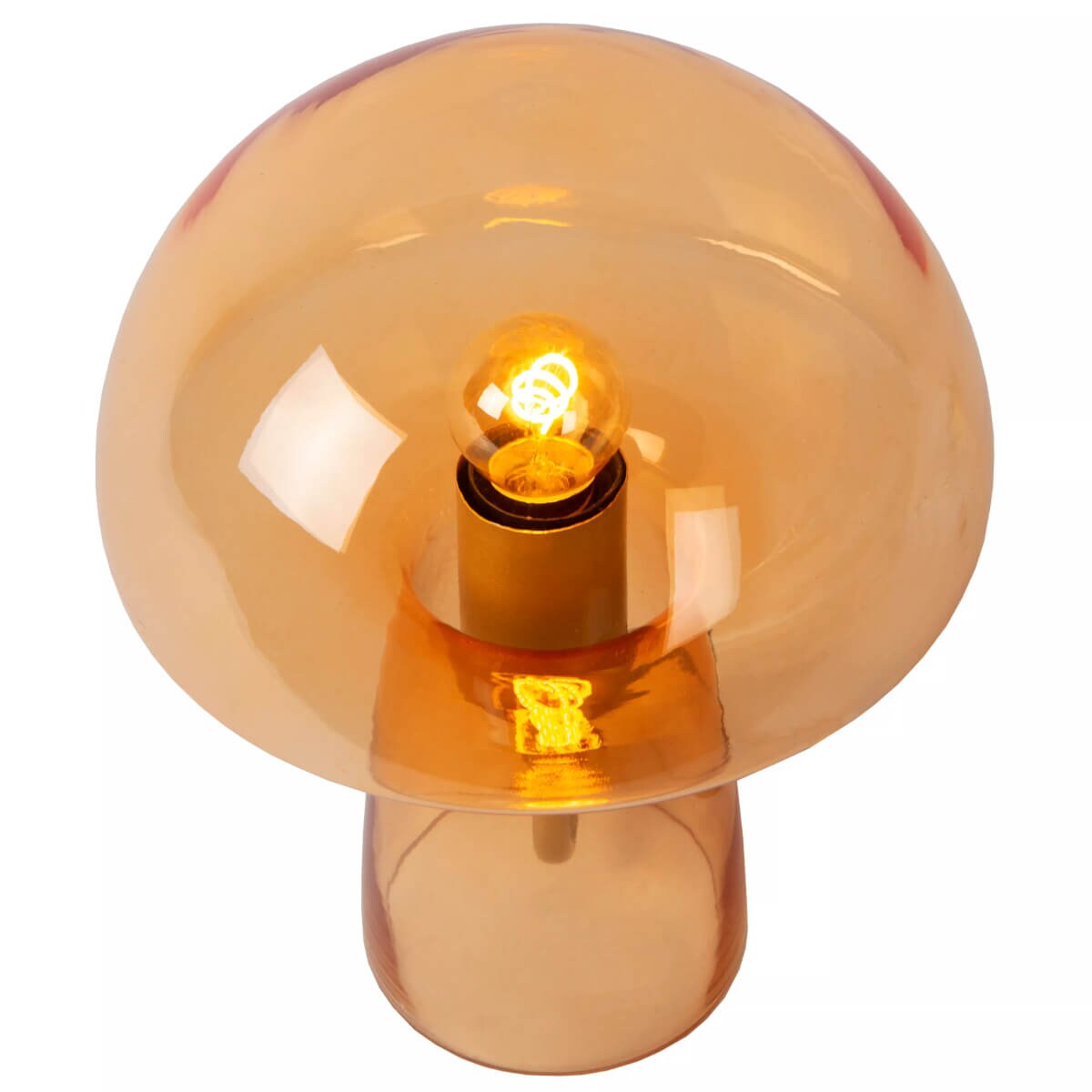 Loftowa lampa stołowa Fungo szklany grzybek bursztynowy