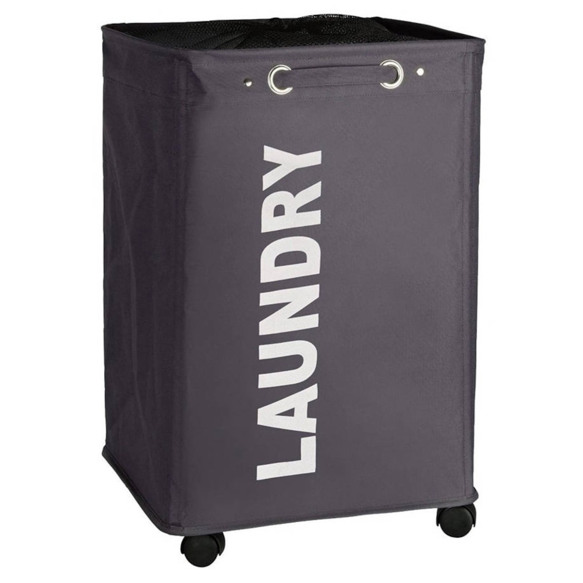 Kosz na pranie QUADRO - pojemnik 79 l, WENKO, kolor antracytowy, poliester