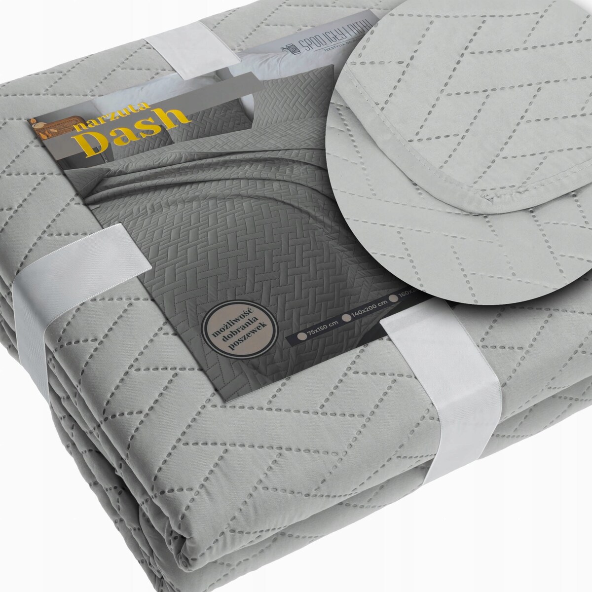 Narzuta na Łóżko 200 x 220 Pikowana Dash Srebrny Dwustronna Jednokolorowa