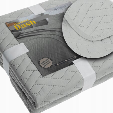 Narzuta na Łóżko 200 x 220 Pikowana Dash Srebrny Dwustronna Jednokolorowa