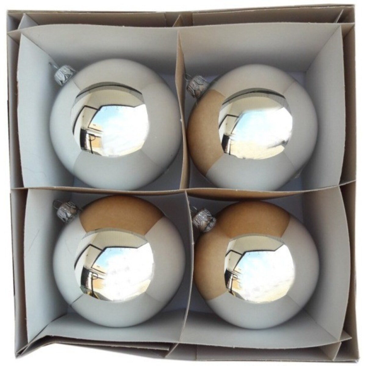 Bombka szklana 4 szt. Ø 10 cm AMALA srebrna błysk