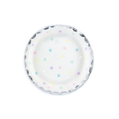 Talerzyki Jednorożec - Gwiazdki, 18 cm (1 op. / 6 szt.)