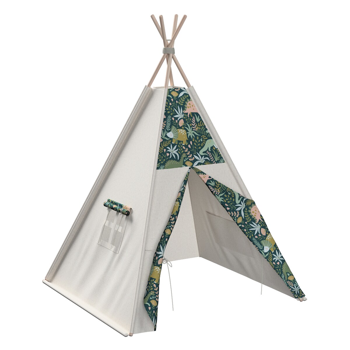 Tipi, dinozaury na zielonym tle, 110 x 110 x 155 cm, Magic Collection
