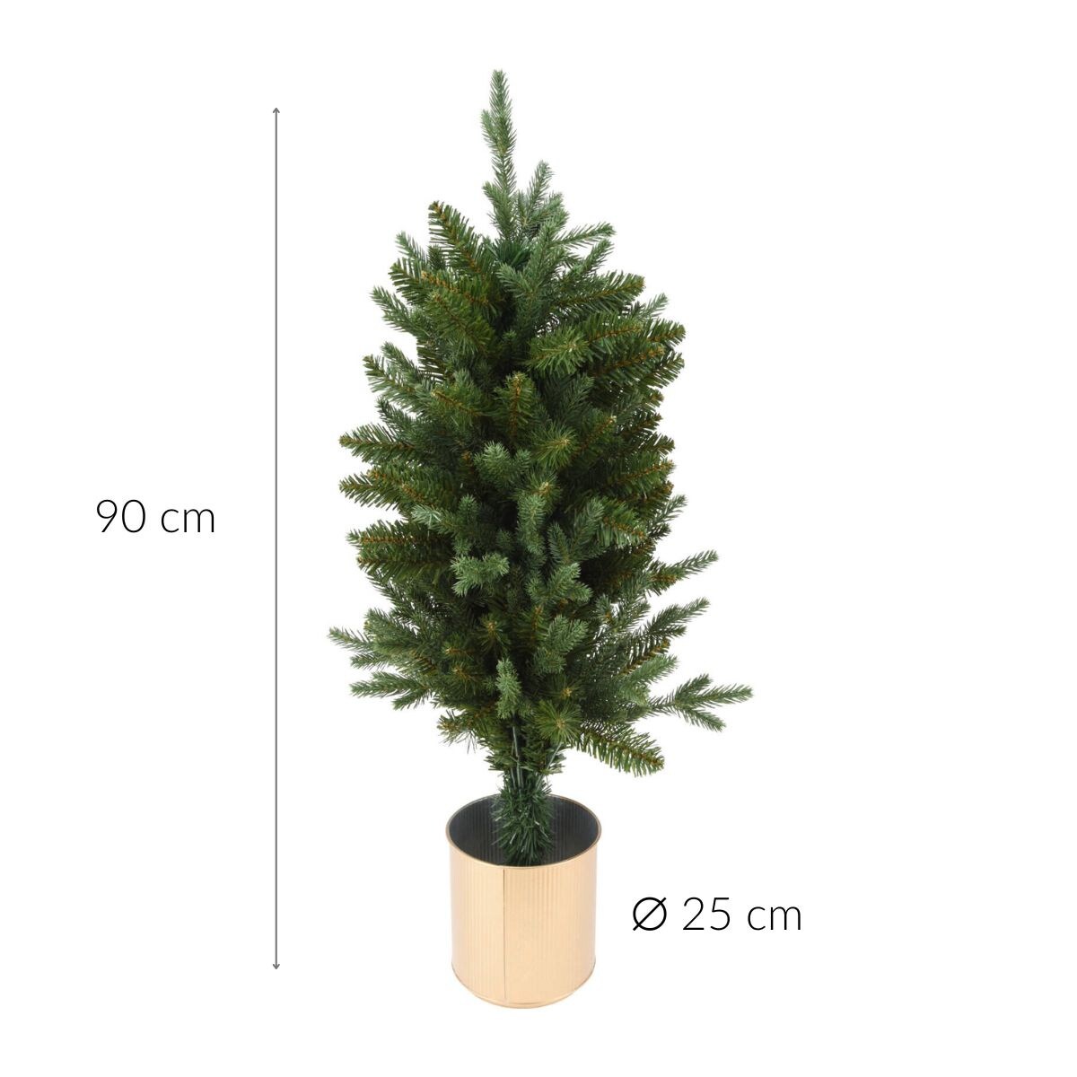 Sztuczna choinka w złotej doniczce, 90 cm, tworzywo sztuczne