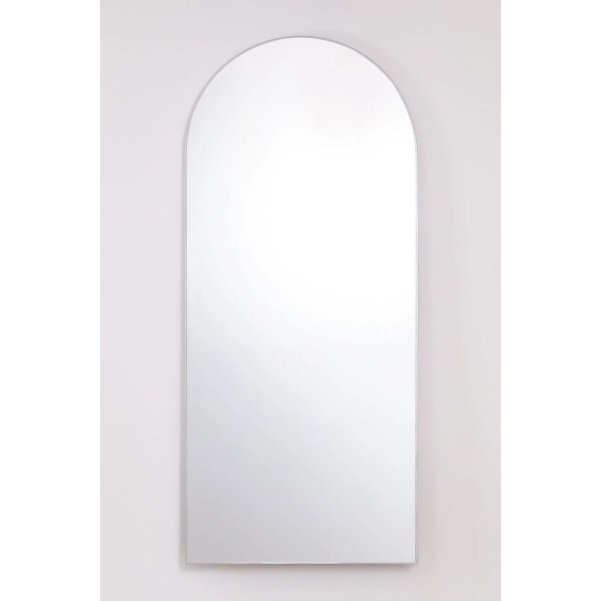 Lustro półowalne w metalowej ramie srebrne 80x180 cm Inys