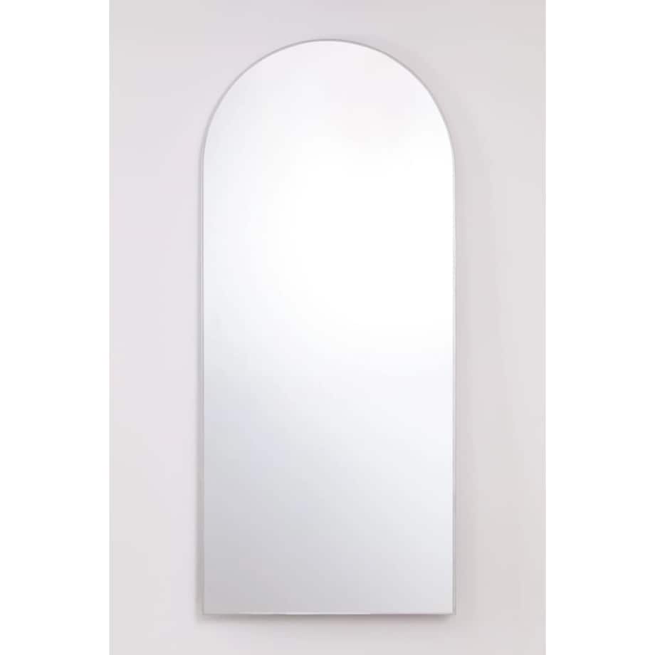 Lustro półowalne w metalowej ramie srebrne 80x180 cm Inys