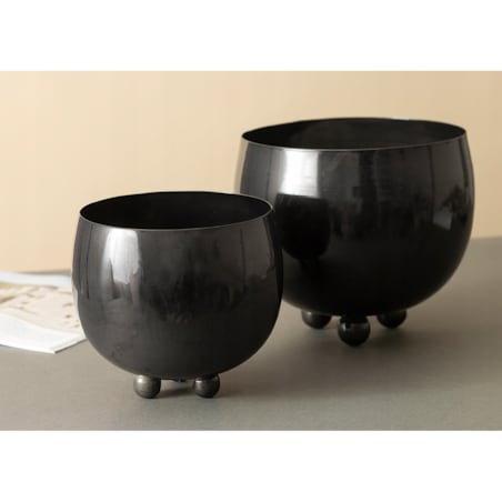 2 szt. DONICA PLISSE czarna metalowa