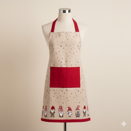 Bawełniany fartuch kuchenny z motywem świątecznym, 84 x 60 cm