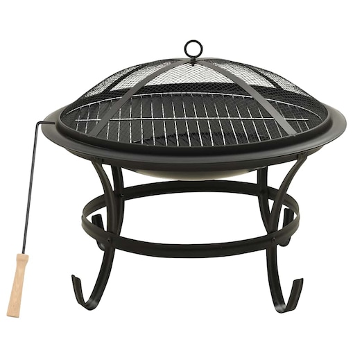 vidaXL Palenisko i grill 2-w-1, z pogrzebaczem, 56x56x49 cm, stal