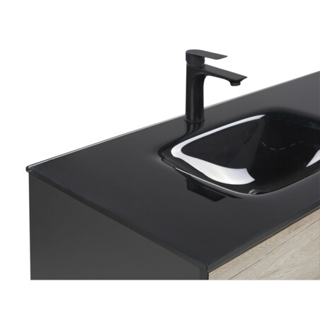 Zestaw mebli łazienkowych z umywalką 100 cm jasne drewno z czarnym TERUEL