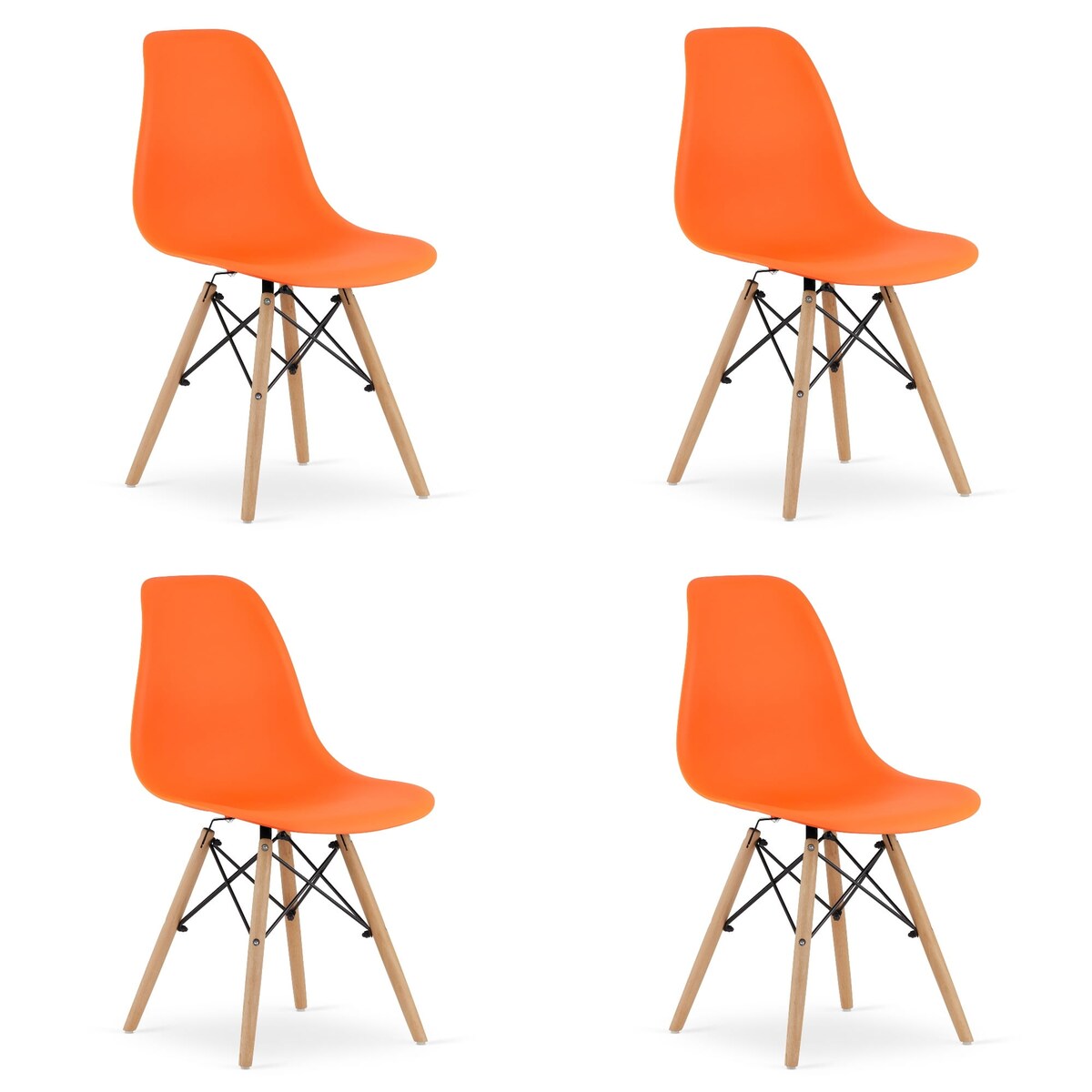Krzesło Do Jadalni Kuchni Salonu Osaka Pomarańcz / Nogi Naturalne X 4