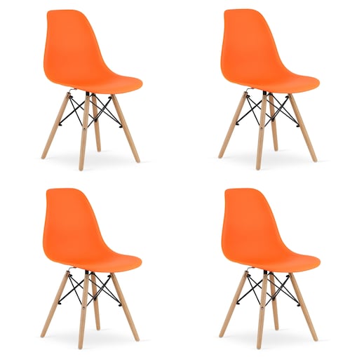 Krzesło Do Jadalni Kuchni Salonu Osaka Pomarańcz / Nogi Naturalne X 4