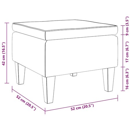 vidaXL Podnóżek z drewnianymi nóżkami, brązowy, obity aksamitem