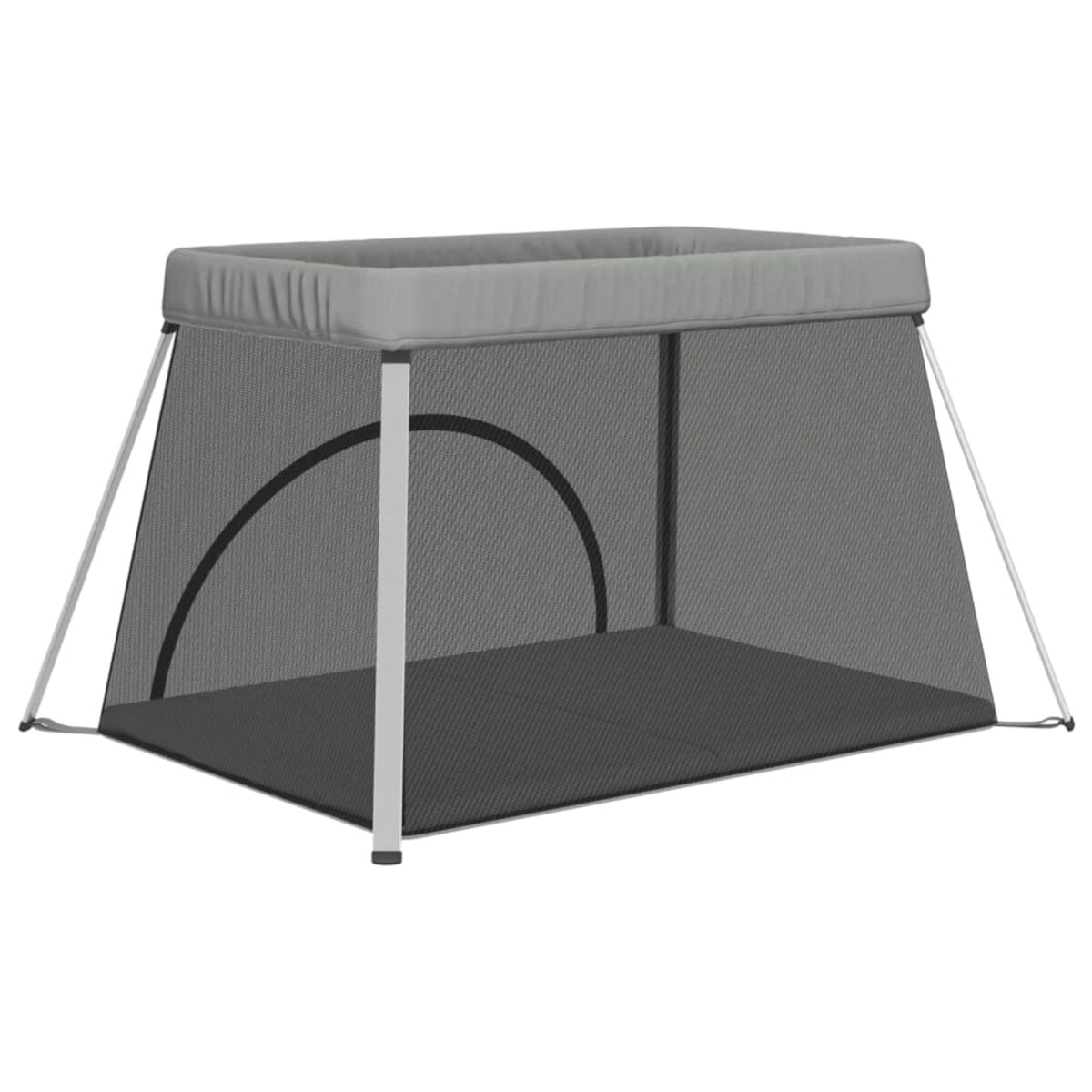 vidaXL Kojec dla dziecka z materacem, jasnoszary, lniana tkanina