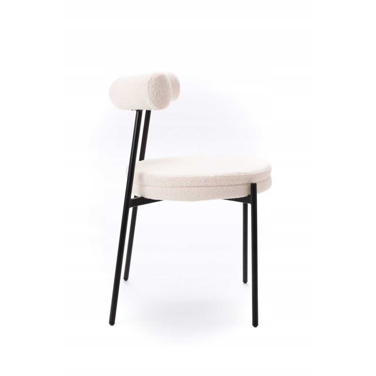 ZESTAW 2 SZTUK Krzesła VELO Biało-Czarne TEDDY Tapicerowane Nowoczesne