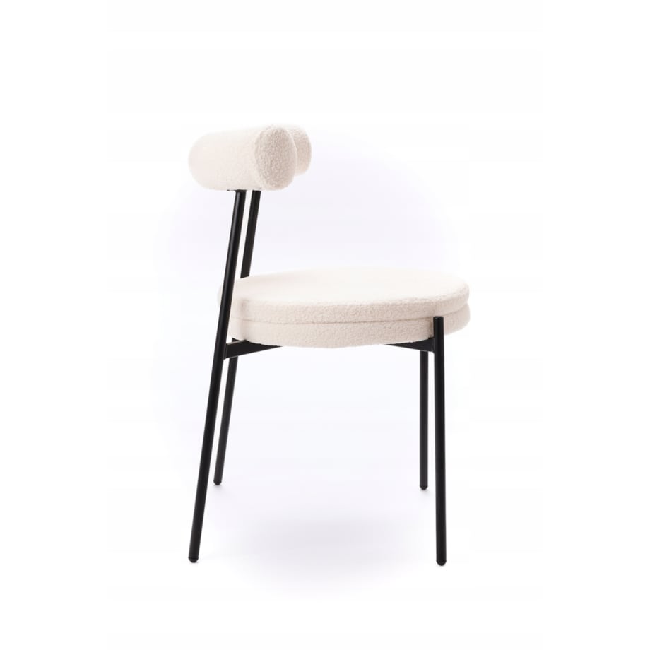 ZESTAW 2 SZTUK Krzesła VELO Biało-Czarne TEDDY Tapicerowane Nowoczesne