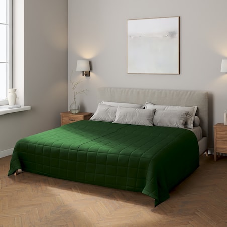 Narzuta pikowana w kratę 200x210 zielony