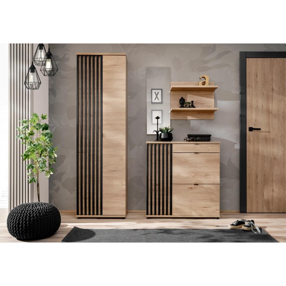 Garderoba do przedpokoju PEDRO III hickory jackson/czarna