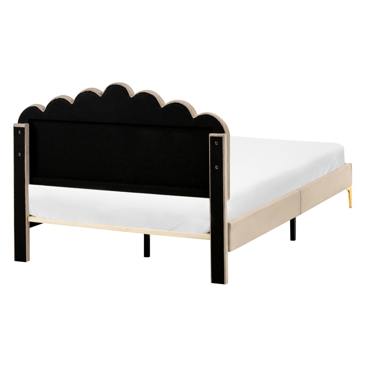 Łóżko Welur SAUVIAN 120 x 200 cm Beżowoszary