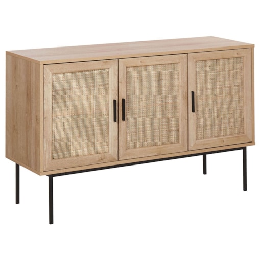 Szafka trzydrzwiowa fronty rattanowe jasne drewno PASCO