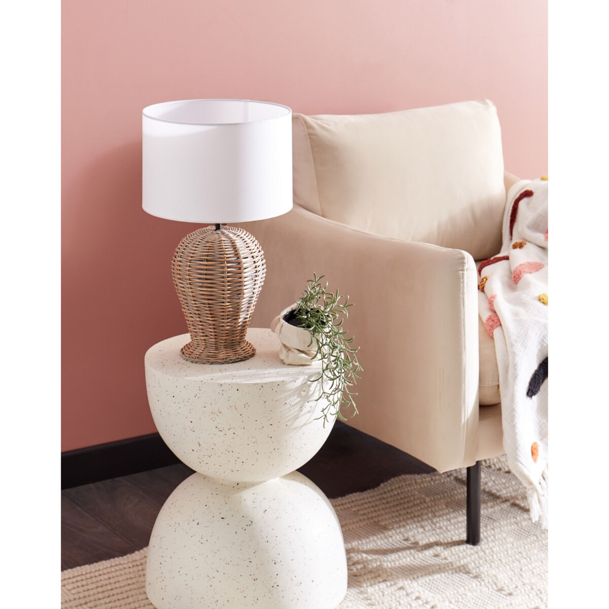 Lampa stołowa rattanowa jasna FURELOS