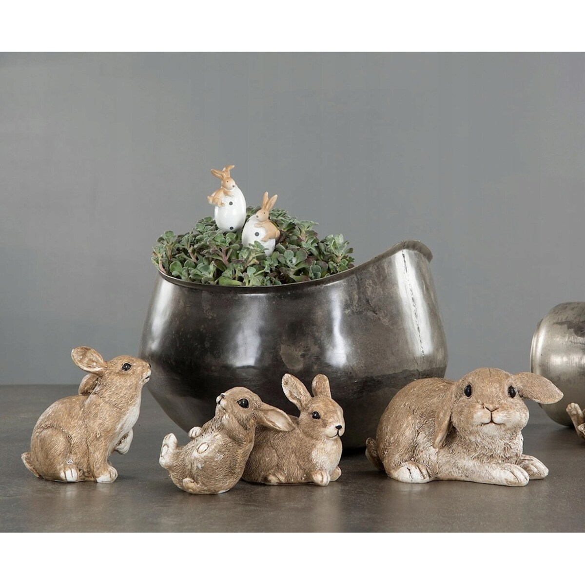 ZAJĄC WIELKANOCNY FIGURKA WIELKANOCNA ZAJĄCZEK 2 szt. NA WIELKANOC BEŻOWA