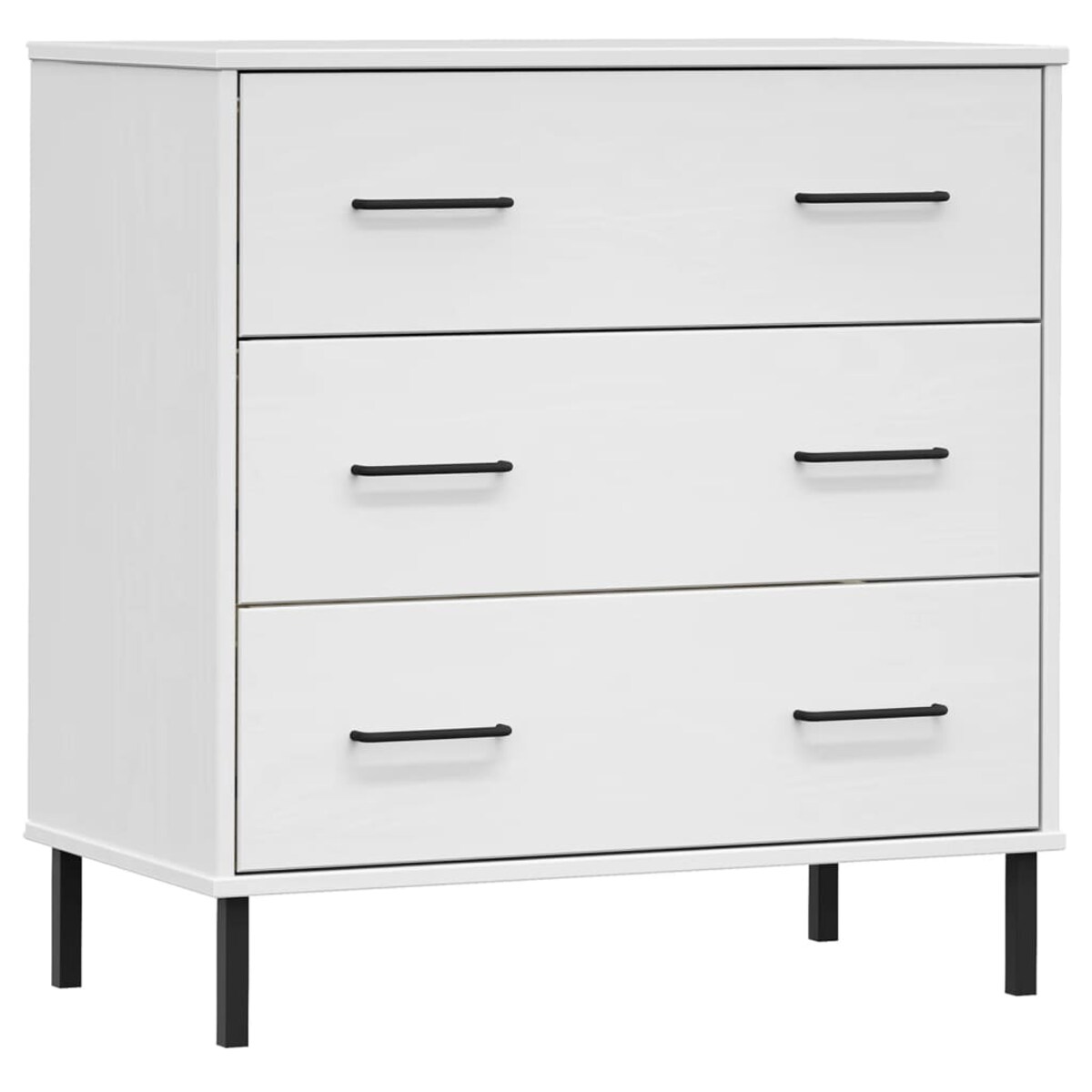 vidaXL Komoda OSLO z 3 szufladami, biała, 77x40x79,5 cm, lite drewno
