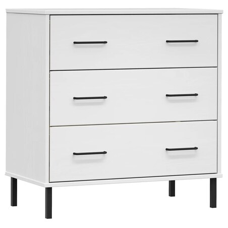 vidaXL Komoda OSLO z 3 szufladami, biała, 77x40x79,5 cm, lite drewno