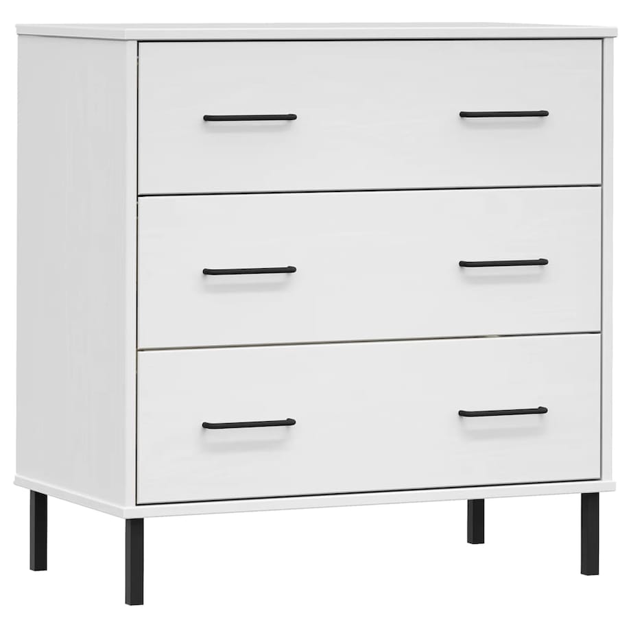 vidaXL Komoda OSLO z 3 szufladami, biała, 77x40x79,5 cm, lite drewno