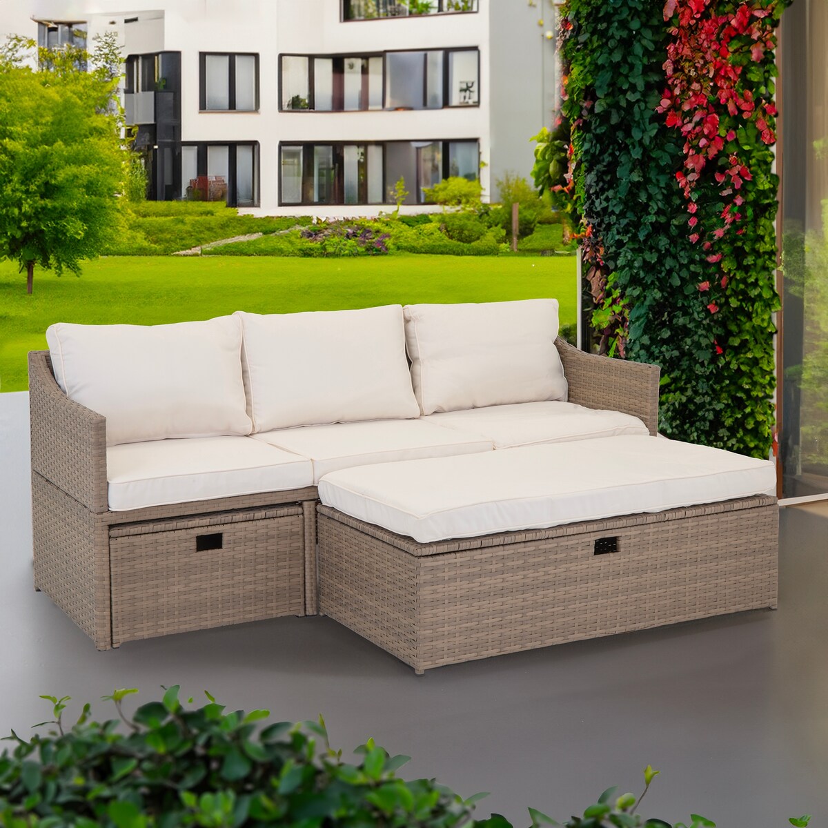 Modułowy zestaw mebli ogrodowych z technorattanu