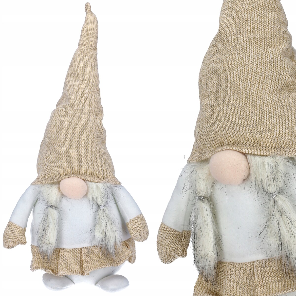 Skrzat Świąteczny Krasnal Gnom Mikołaj Na Święta Dekoracja Beżowy