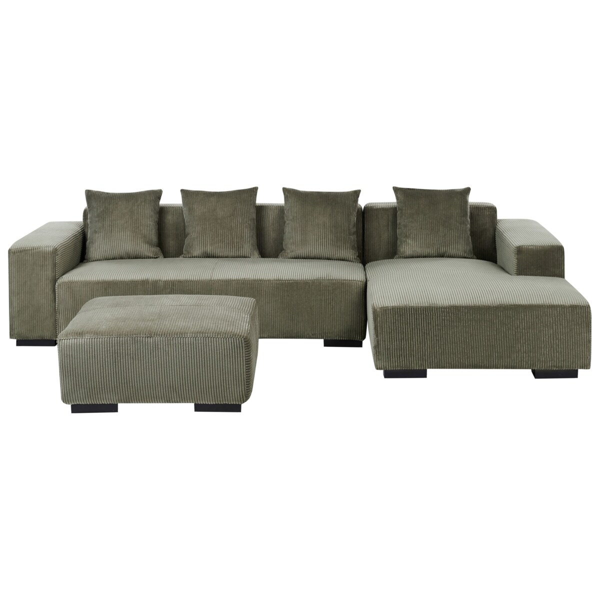 Sofa narożna z otomaną LUNGO Sztruks Zielony Lewostronny