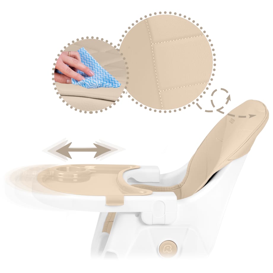 Krzesełko do karmienia dla dzieci Ricokids Mani beżowe 3w1 regulowane fotelik tacka