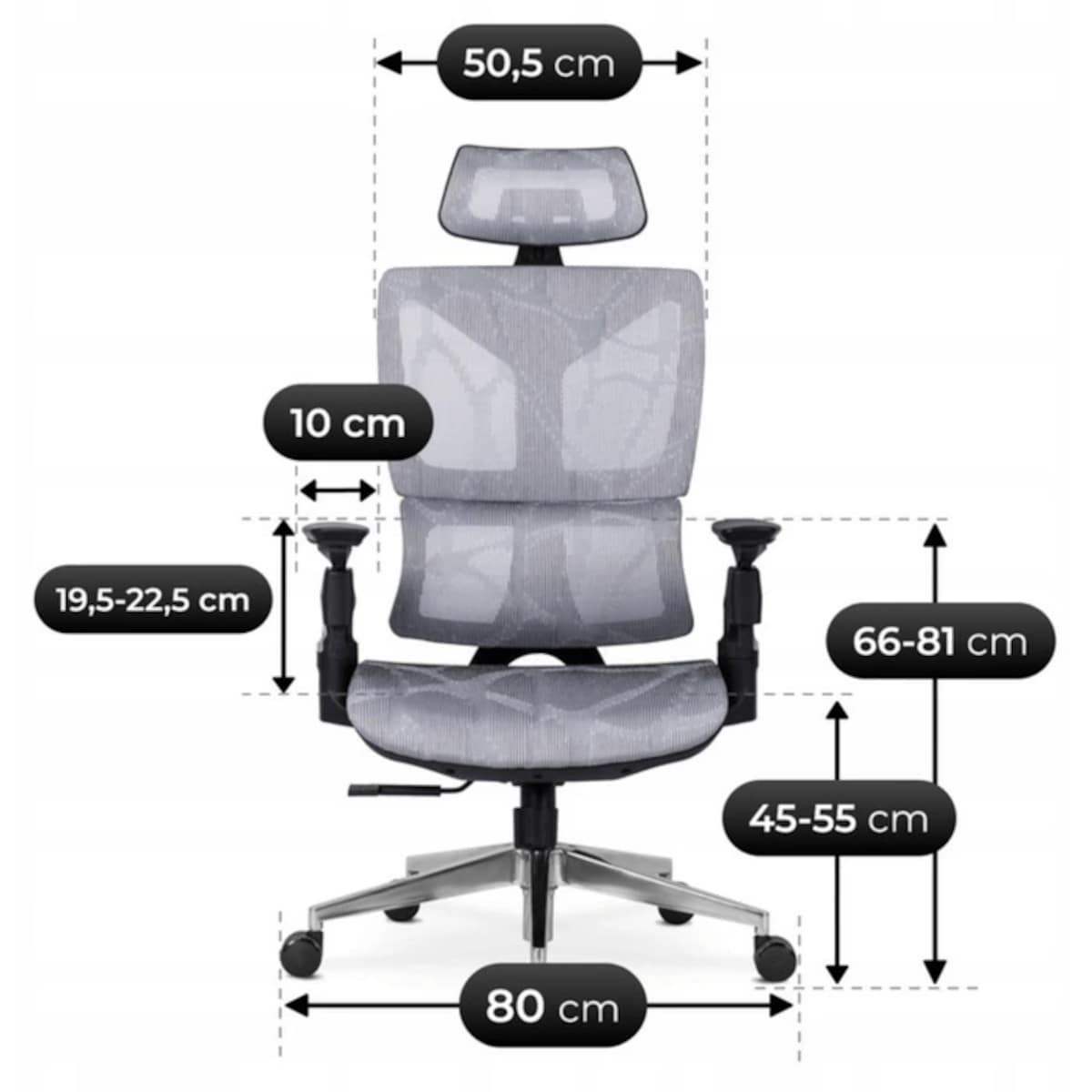 Fotel biurowy obrotowy ergonomiczny do biurka szary MARTIN