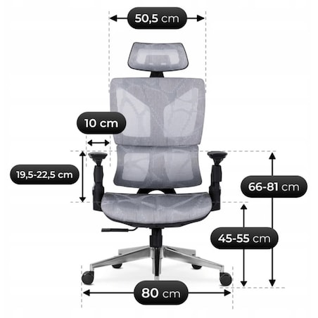 Fotel biurowy obrotowy ergonomiczny do biurka szary MARTIN