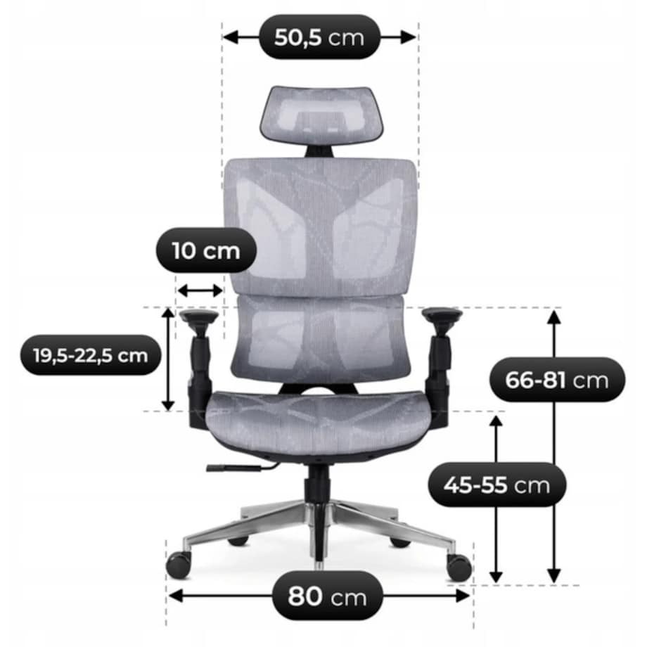 Fotel biurowy obrotowy ergonomiczny do biurka szary MARTIN