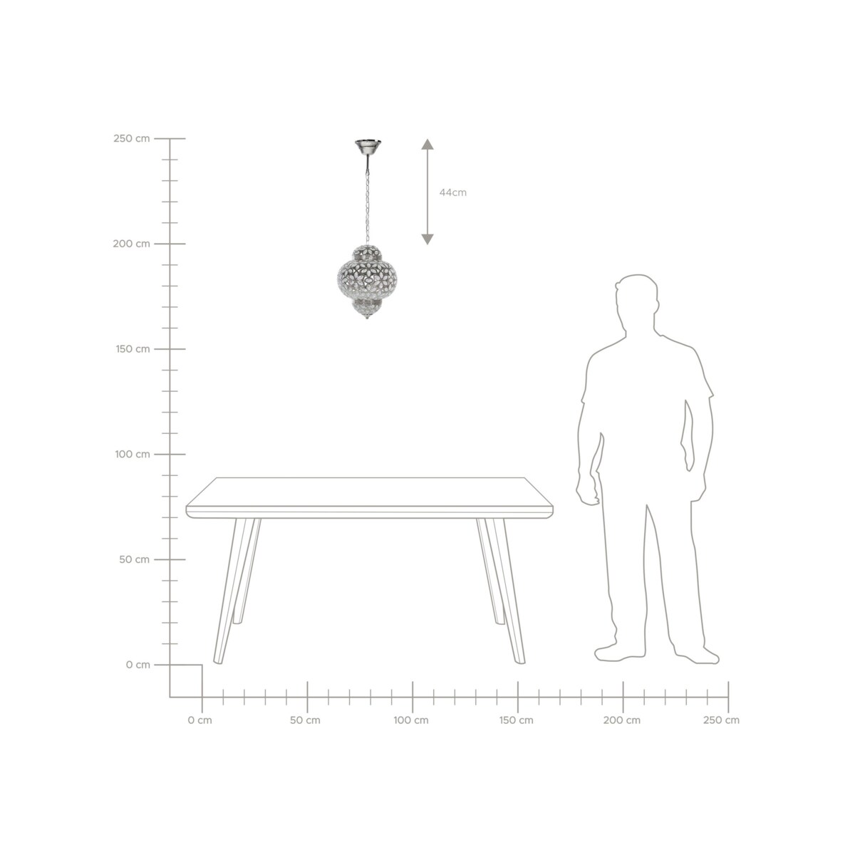 Lampa wisząca metalowa srebrna BANDAMA