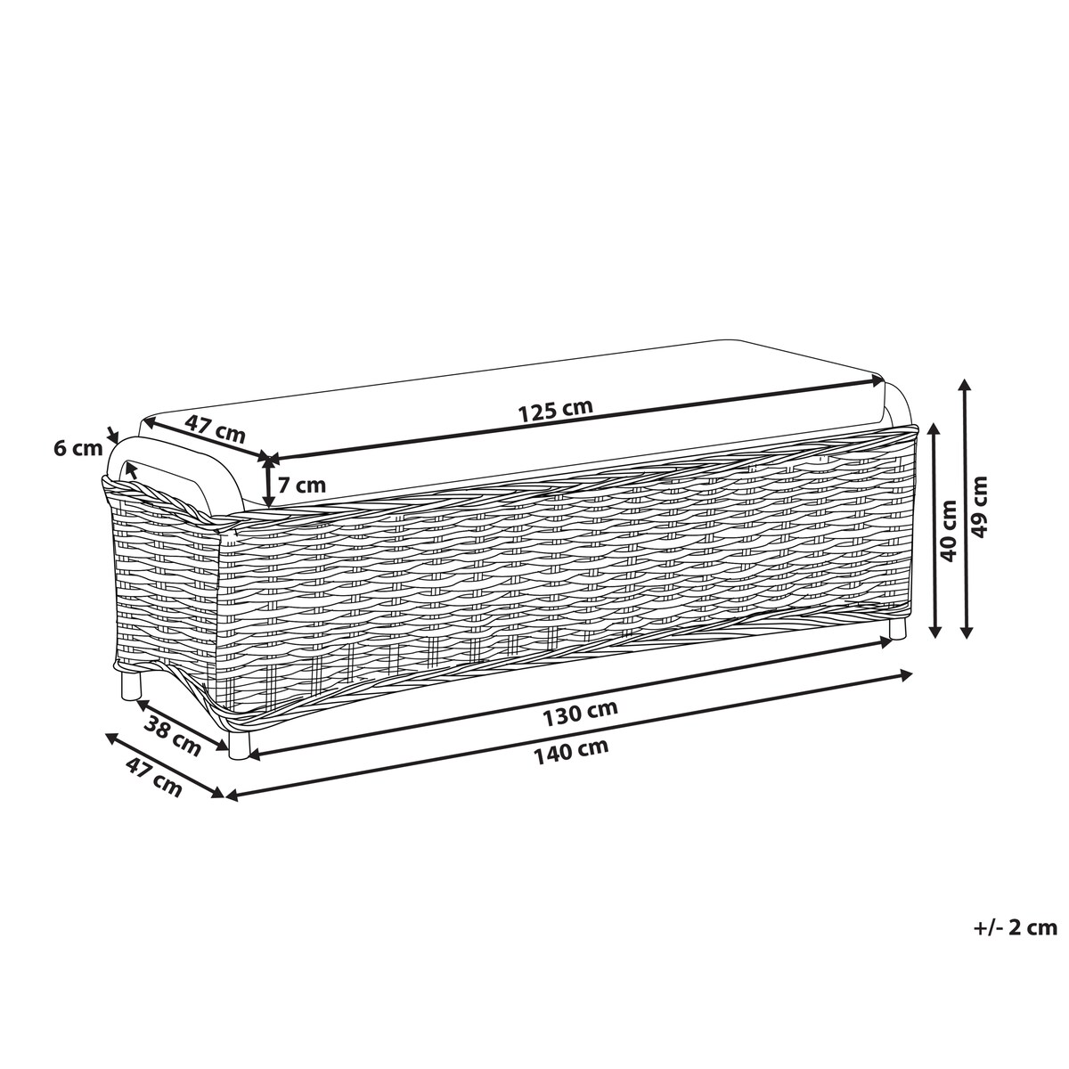 Otomana ogrodowa SUSUA 140 cm Rattan Naturalny
