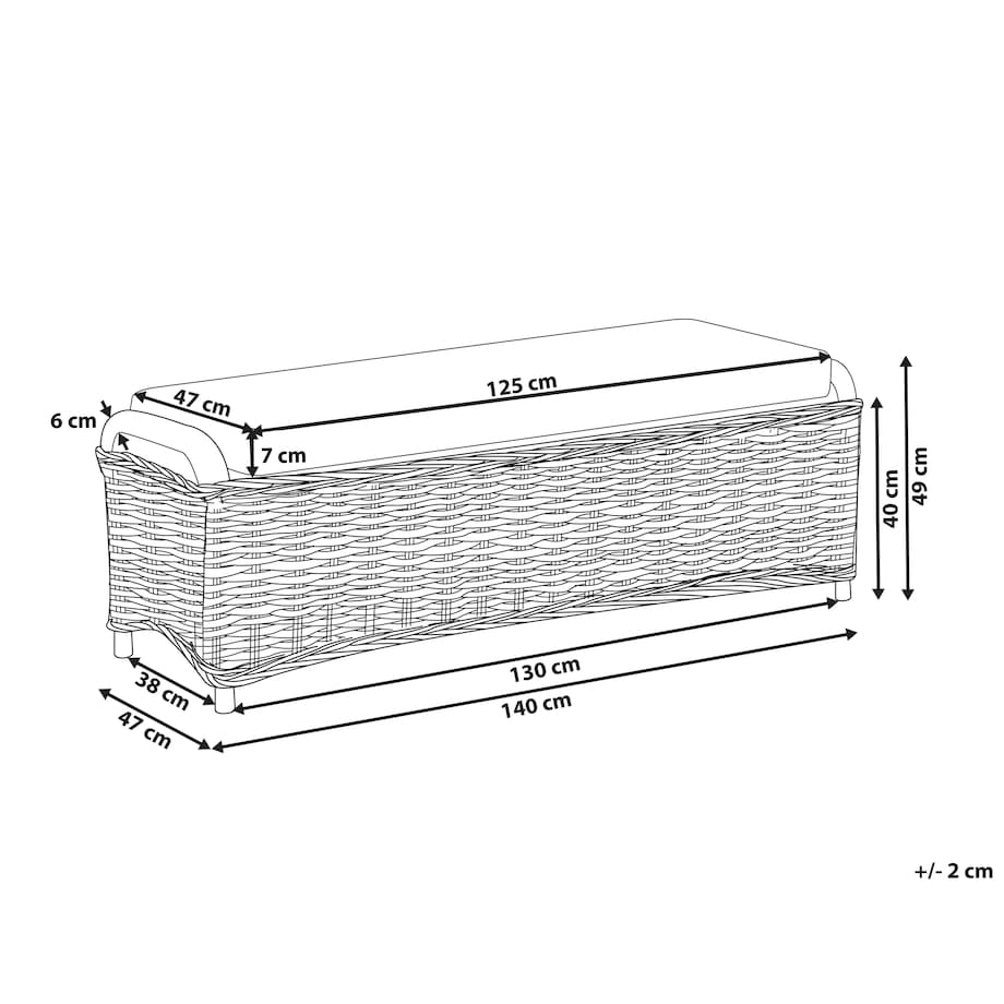 Otomana ogrodowa SUSUA 140 cm Rattan Naturalny