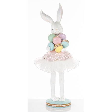 Dekoracja - króliczka w tiulowej spódniczce 55x22x16 cm GUDRUN z makaronikami
