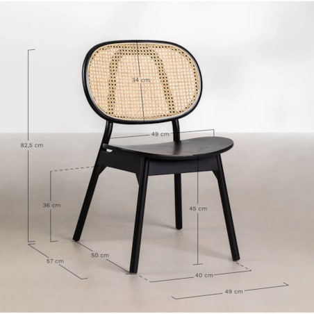 Krzesło drewniane z plecionką wiedeńską czarne Mulno