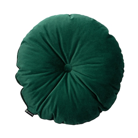 Poduszka okrągła z guzikiem, butelkowa zieleń, ⌀37 cm, Christmas