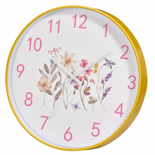 Zegar ścienny z motywem kwiatów, Ø 30 cm