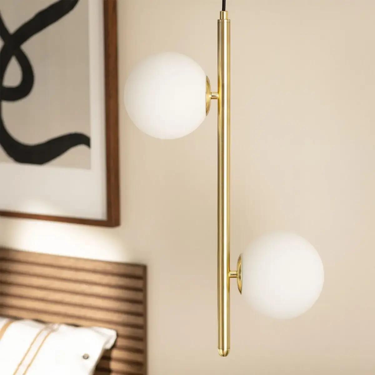 Zwieszana lampa kulista Milano ABR-LWB-E27 Abruzzo szklana biały złoty